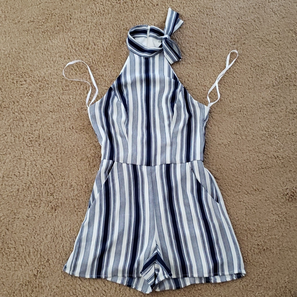 Stripped blue romper